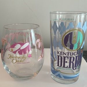 Kentucky Derby Mint Julep Cup & Oaks Stemless Wine Glass Bundle